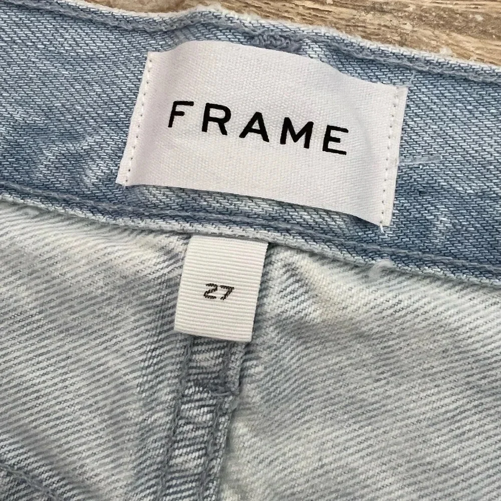 FRAME le Ultra Baggy Jean Shorts Vintage Bleached Out Blue Wash size 27